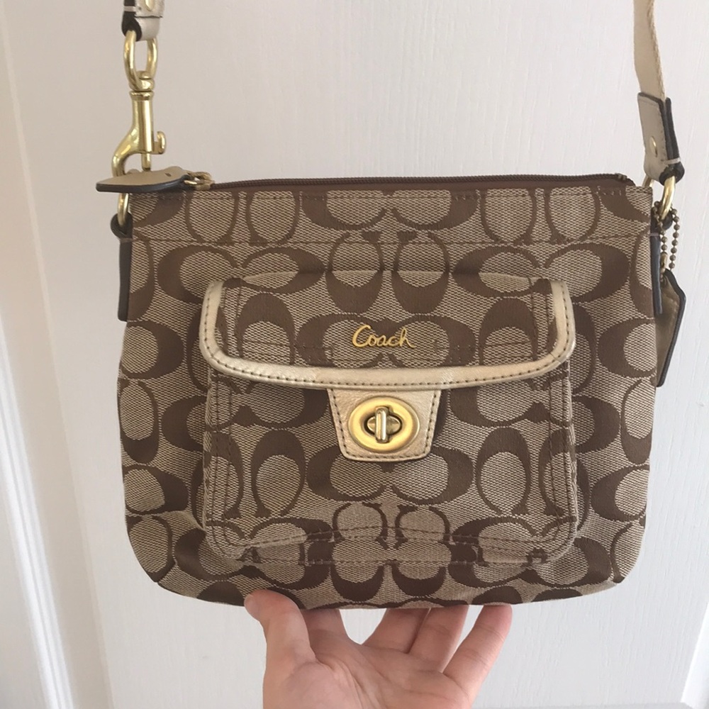Coach Brown / Tan Signature Crossbody Bag - Picture 1 of 13